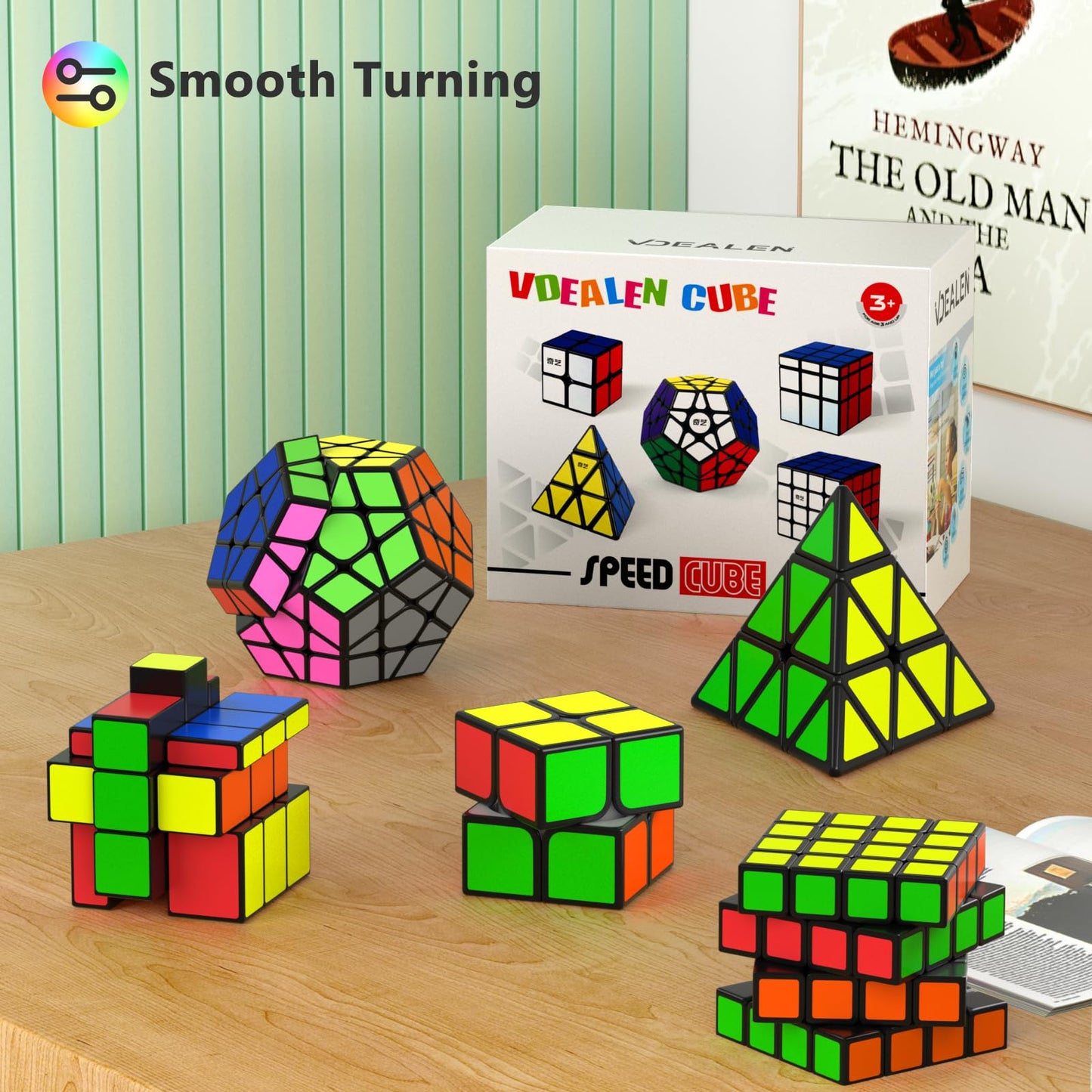 Vdealen Speed Cube Set – 2x2, 4x4, Pyramid & Mirror Dodecahedron (5 Pack)