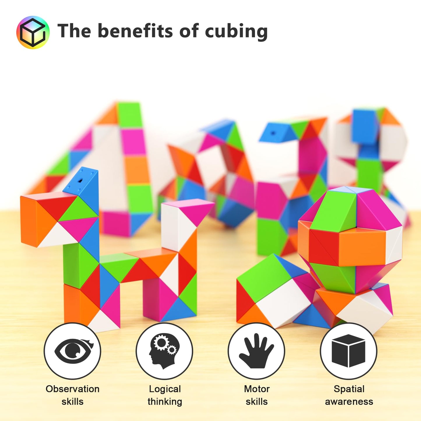Vdealen 12-Pack Mini Fidget Snake Cube Twist Puzzle – Party Favors & Classroom Rewards