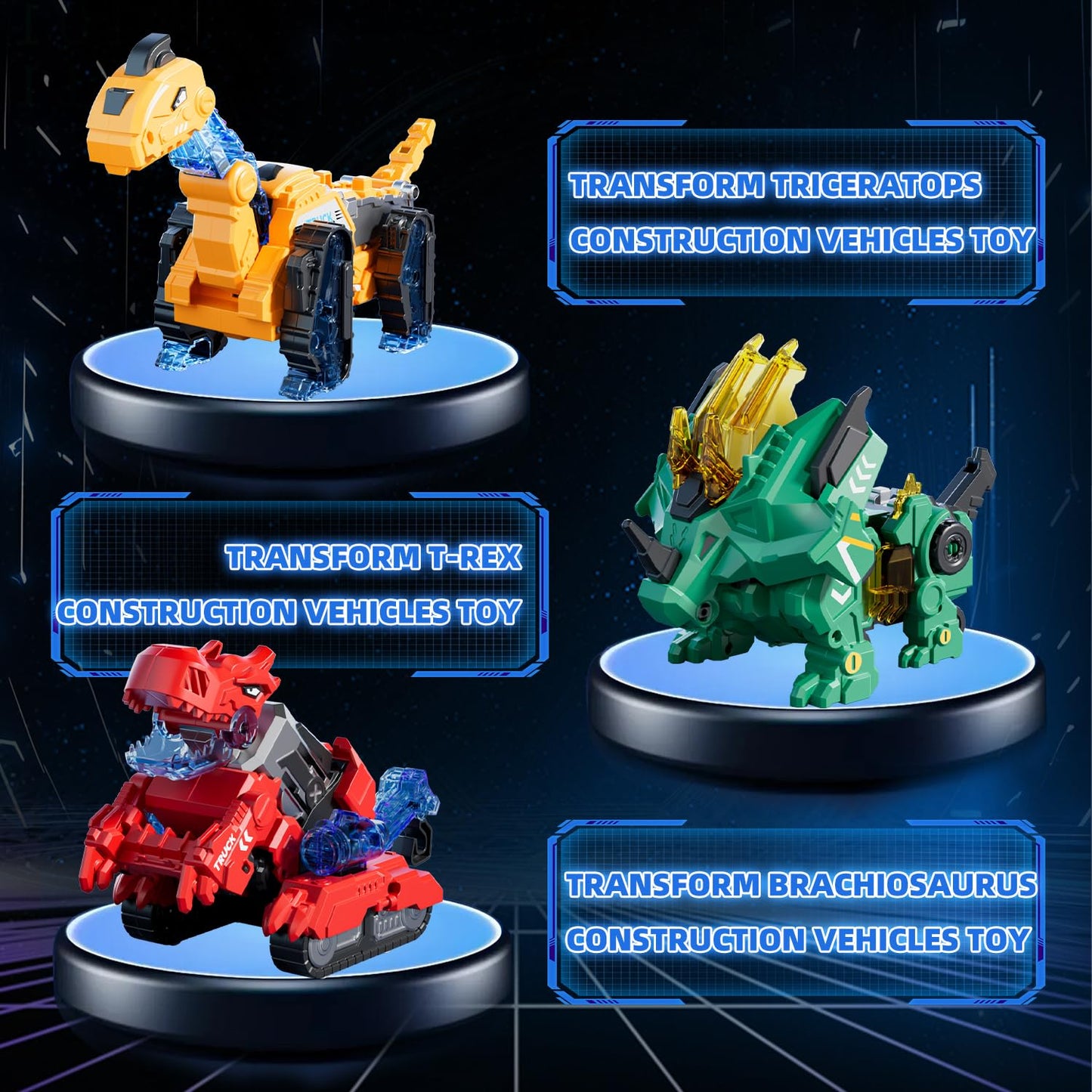 VEAIS Magnetic Transform Dinosaur Robot Toys – 6 in 1 DIY STEM Playset for Kids 3-6