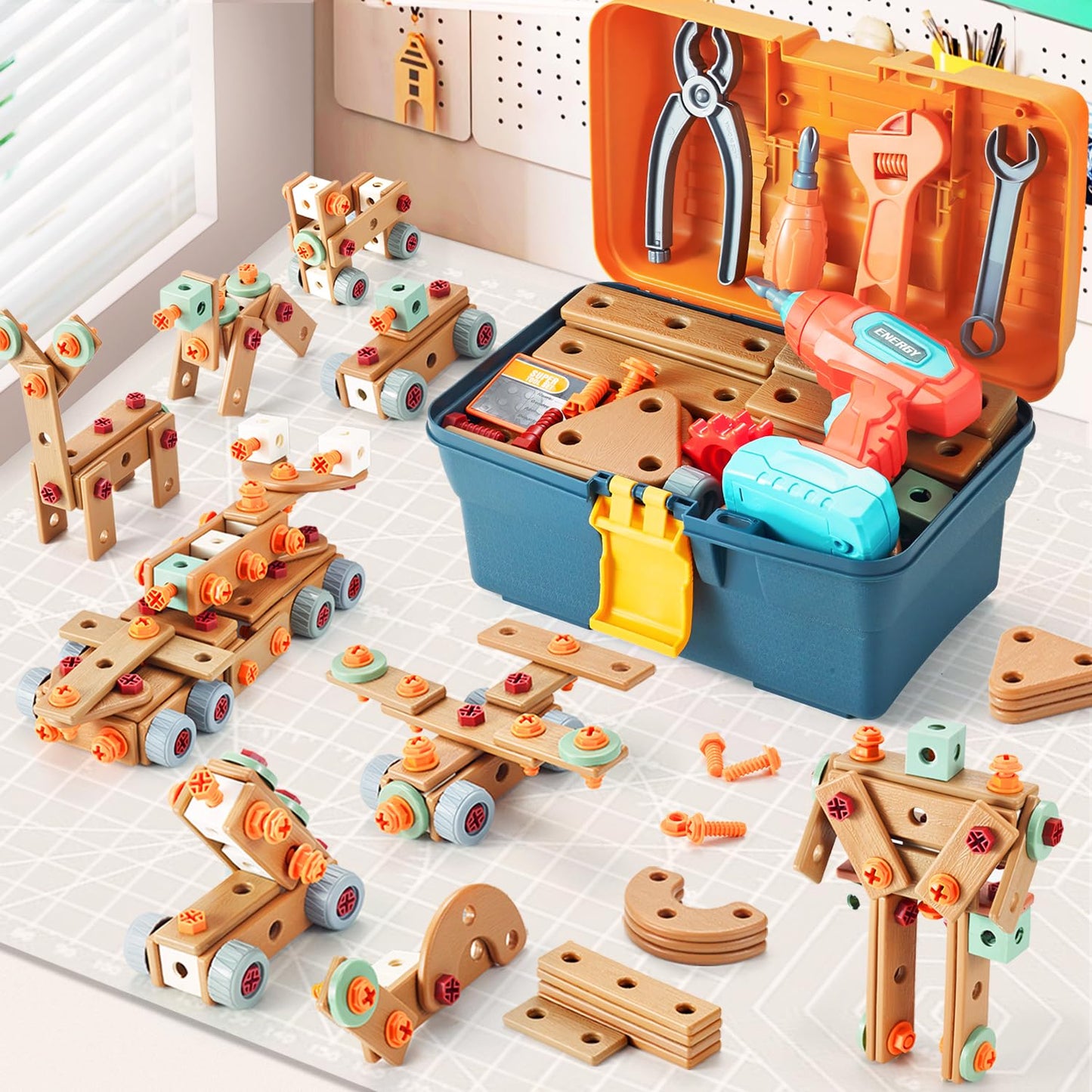 VEAIS Kids Tool Set with Drill – 148-Piece STEM Building Toy for Ages 3-8