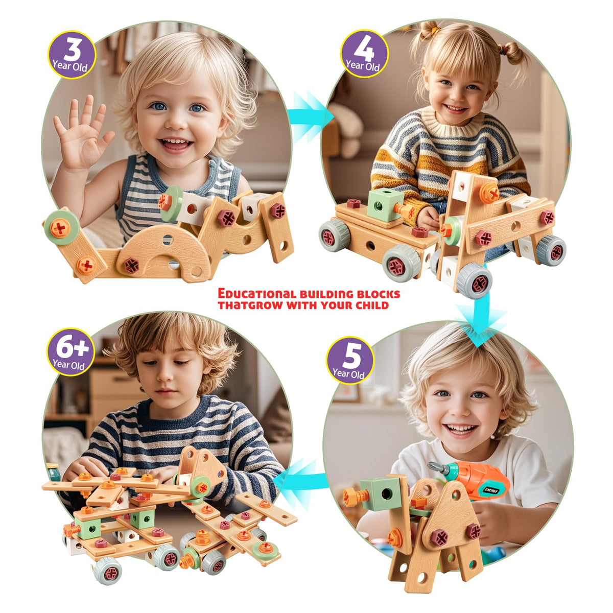 VEAIS Kids Tool Set with Drill – 148-Piece STEM Building Toy for Ages 3-8