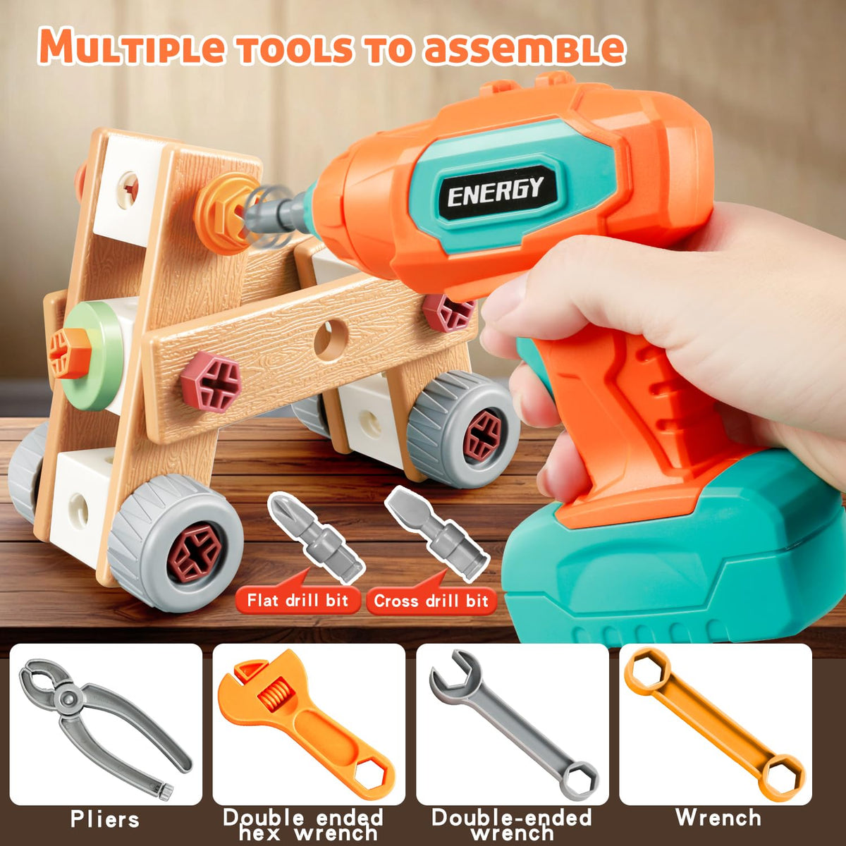 VEAIS Kids Tool Set with Drill – 148-Piece STEM Building Toy for Ages 3-8