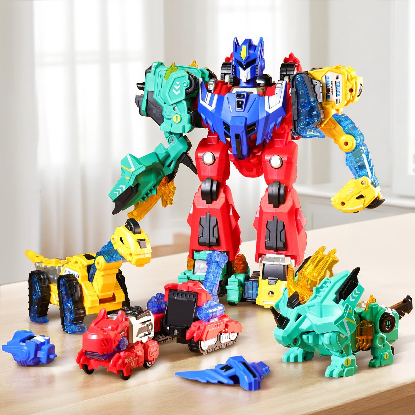 VEAIS Magnetic Transform Dinosaur Robot Toys – 6 in 1 DIY STEM Playset for Kids 3-6