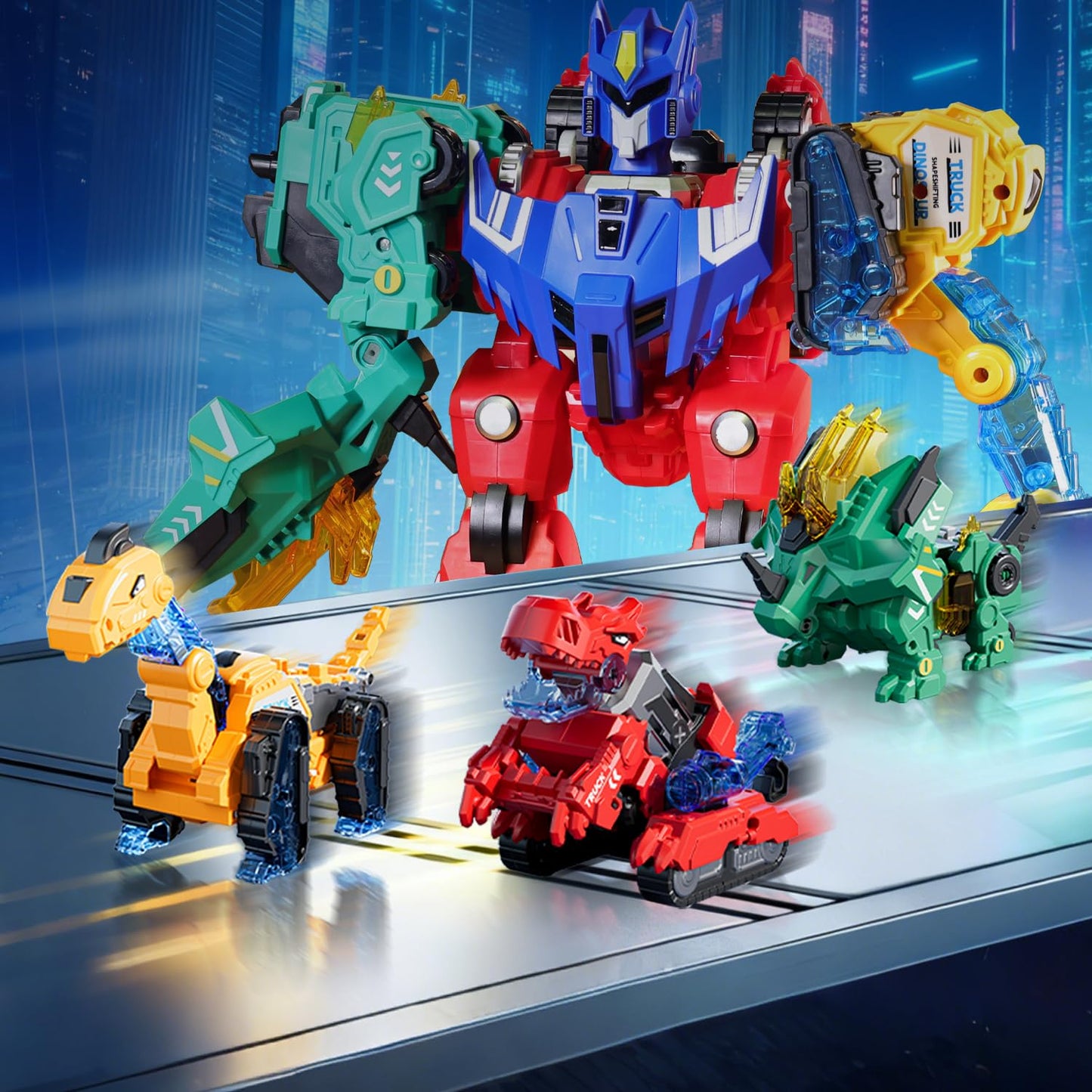 VEAIS Magnetic Transform Dinosaur Robot Toys – 6 in 1 DIY STEM Playset for Kids 3-6