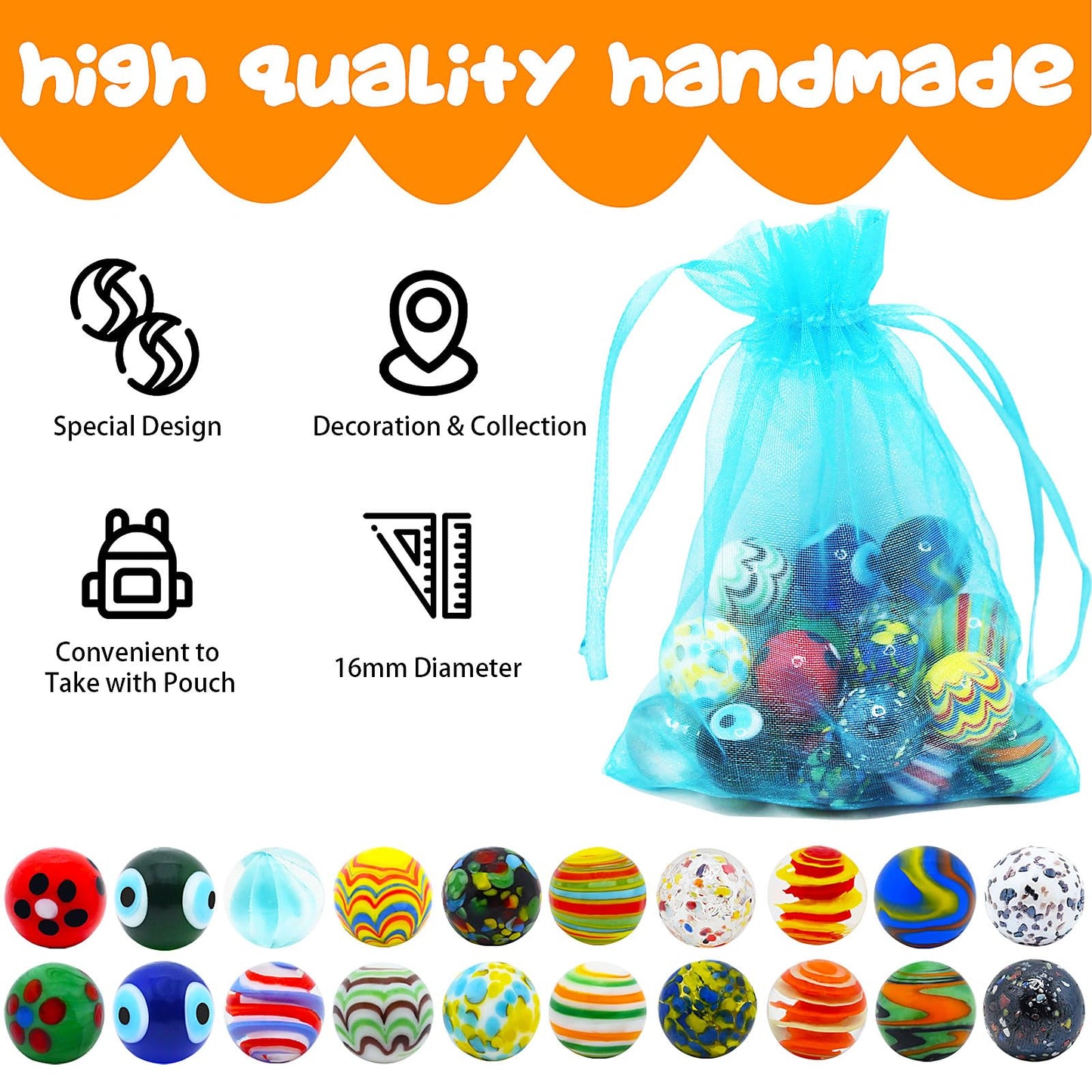 VEALIZUU 20 PCS Glass Marbles for Kids | Marble Run Accessories & Home Decor Bulk