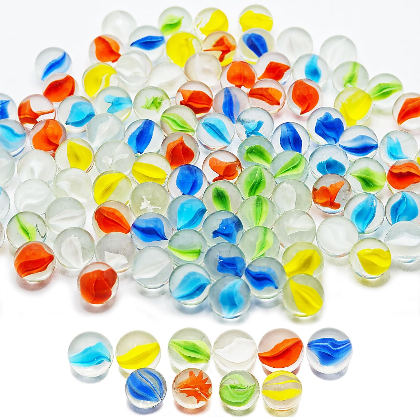 VEALIZUU 180 PCS Glass Marbles Bulk – 6 Colors for Vase Fillers, DIY Crafts & Retro Games