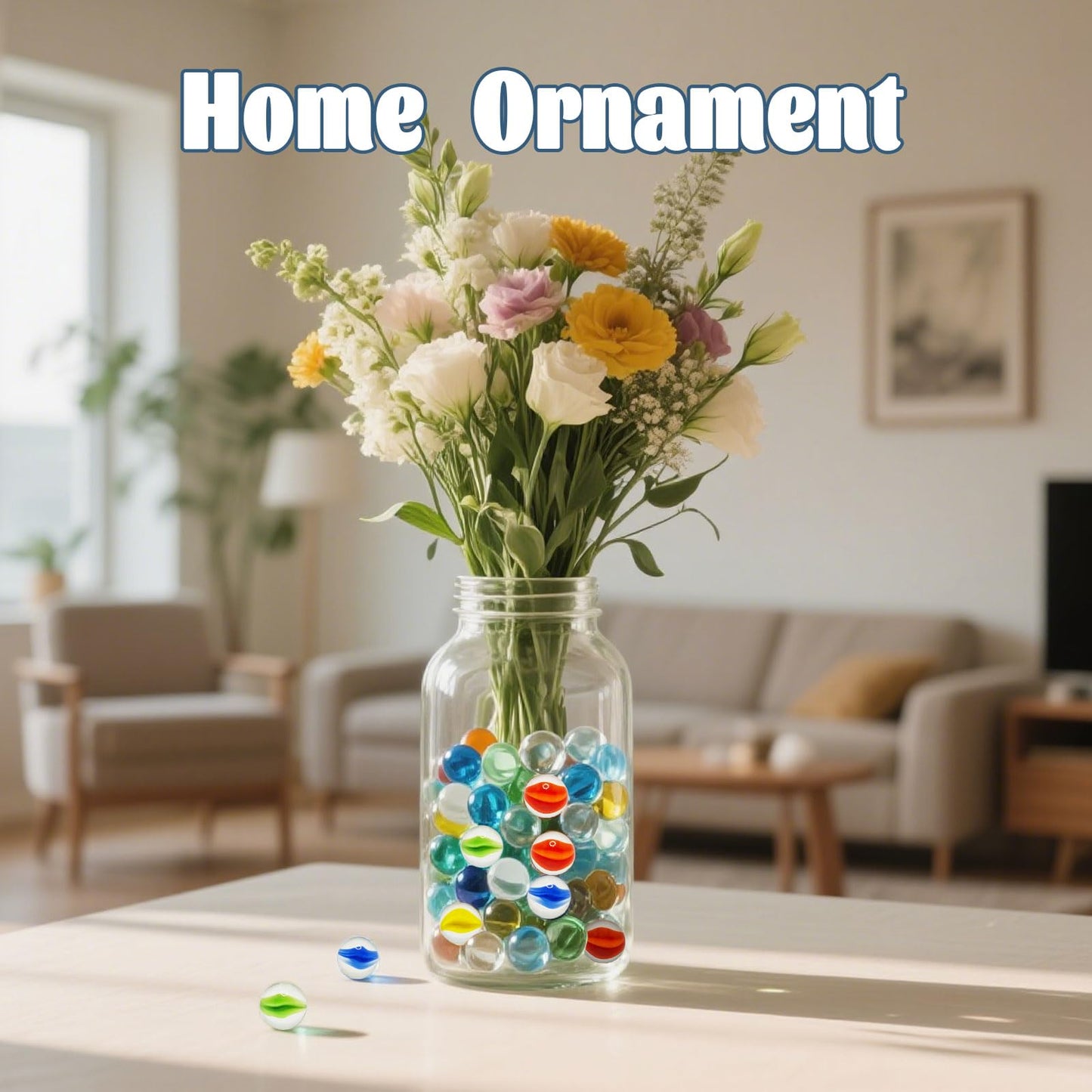 VEALIZUU 180 PCS Glass Marbles Bulk – 6 Colors for Vase Fillers, DIY Crafts & Retro Games