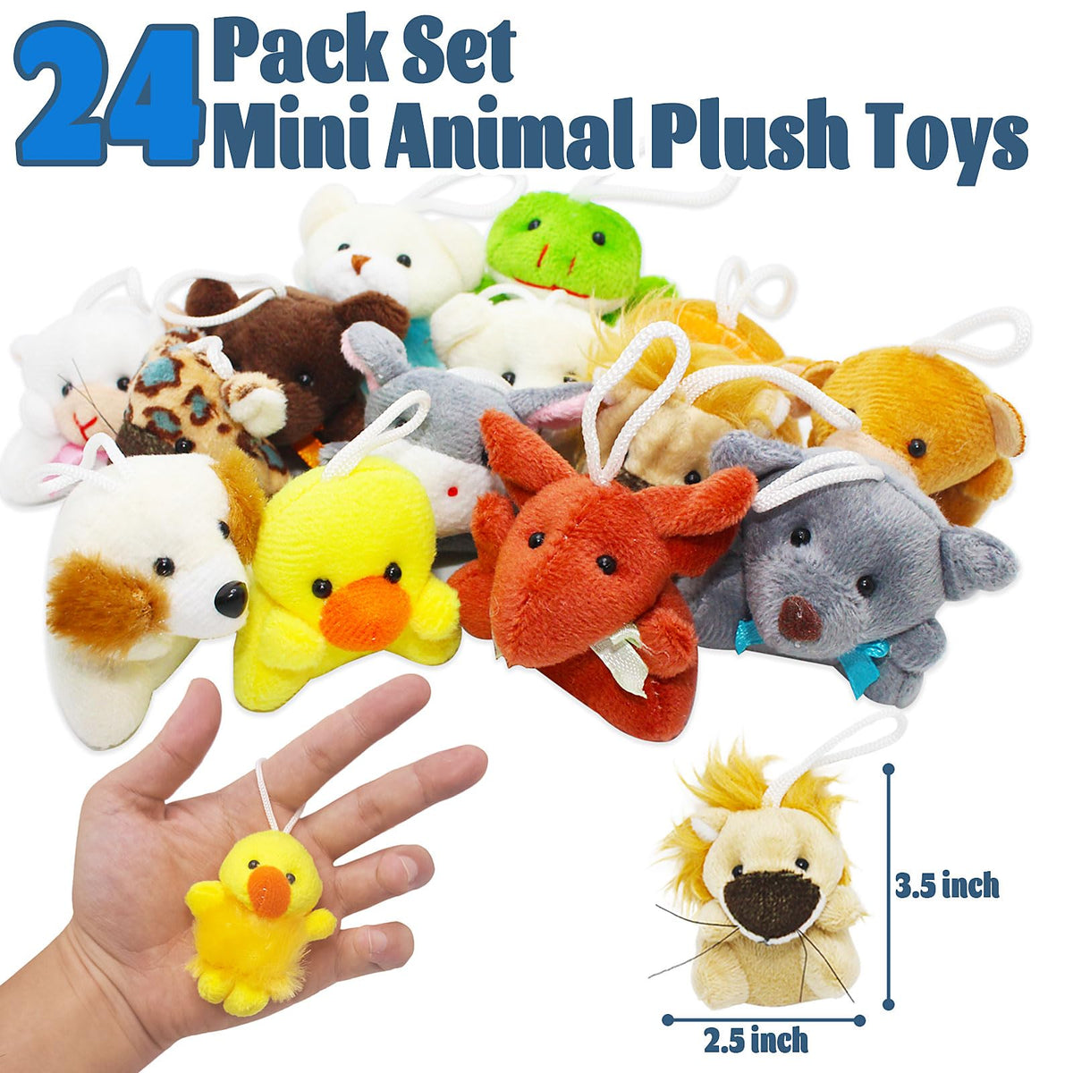 VEALIZUU 24 Packs Mini Plush Animals – Kid-Size Keychains & Party Favors