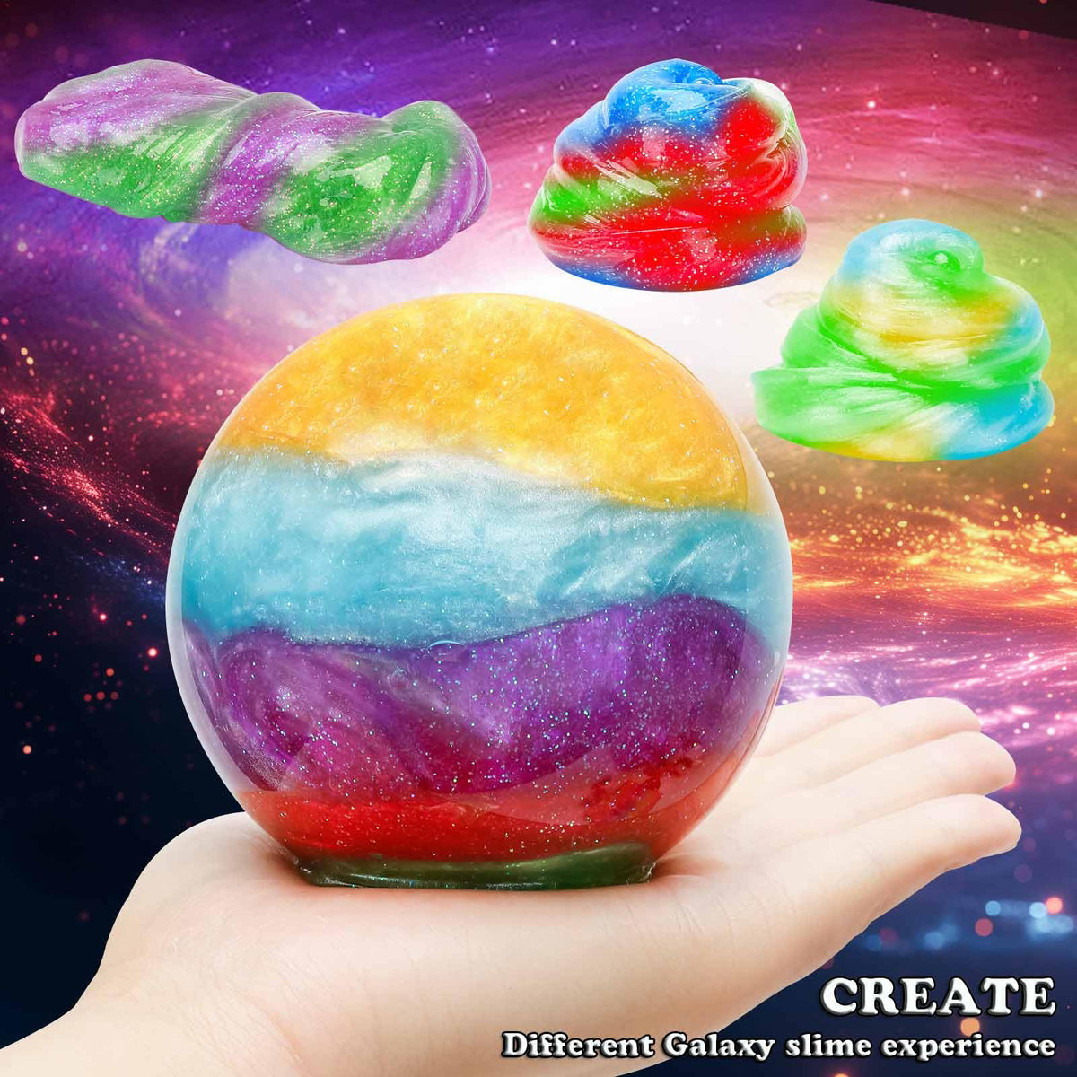 VebeGuk Galaxy Slime Pack — 36-Pack Party Favors, Non-Sticky & Reusable Slime Kit