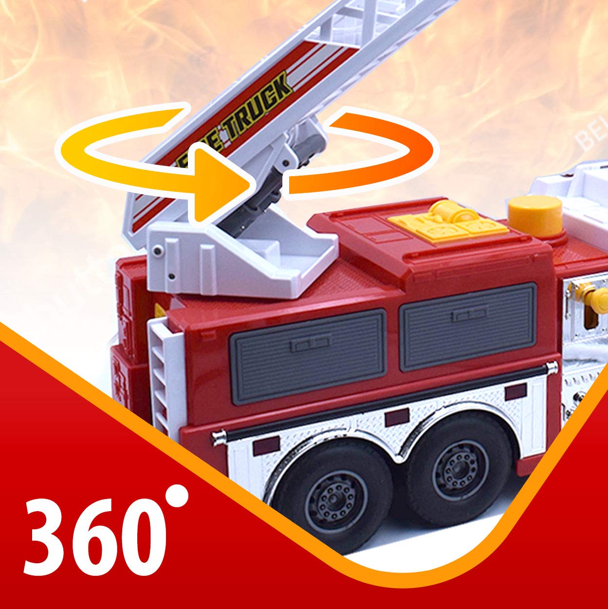 VEBO Fire Truck Motorized with Lights, Siren and Water Pump – 15-Inch Realistic Rescue Vehicle for Kids 3+