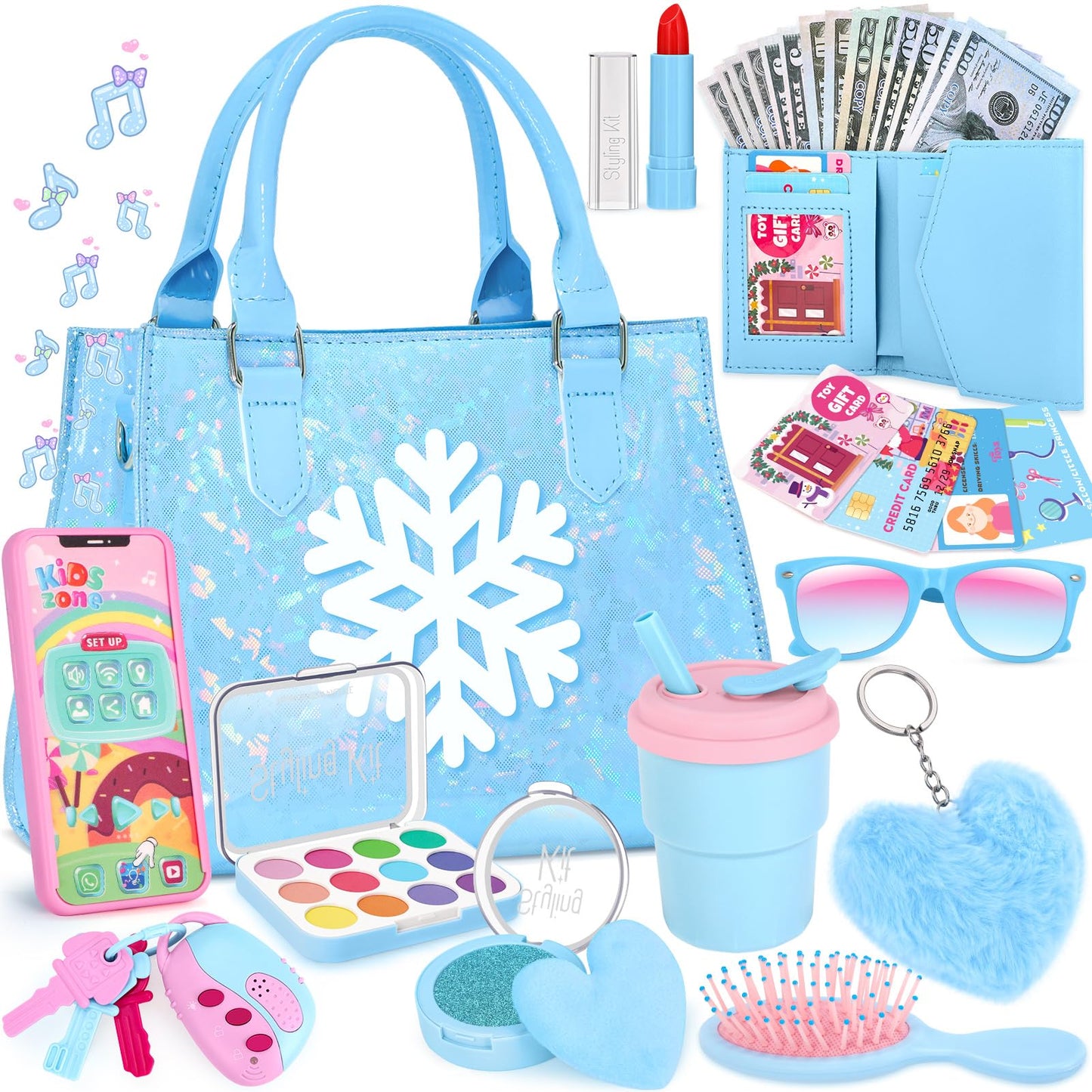 VEDALIO Little Girl Purse Frozen Toys 29 in 1 Pretend Play Set for Girls 3 8
