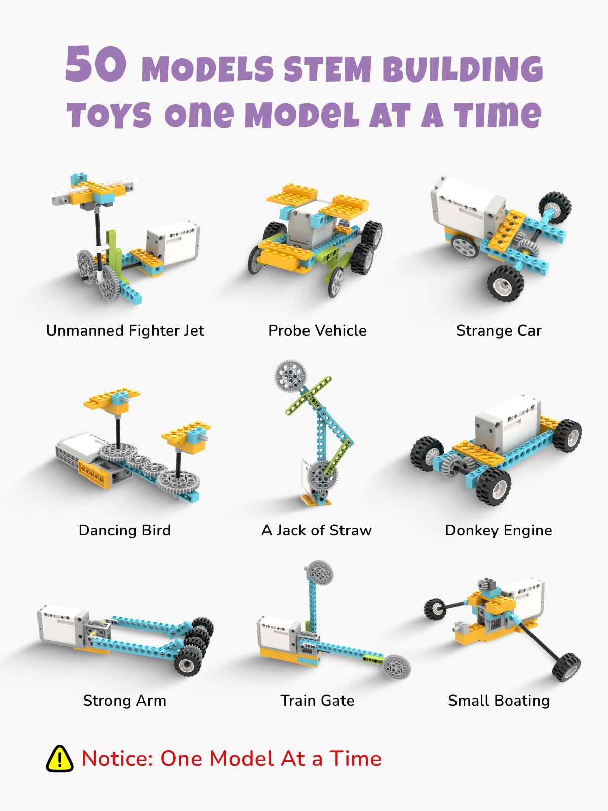 Veecafiodi 50-in-1 STEM Building Kit for Kids 6-12 – 107 Pieces, Motorized Models