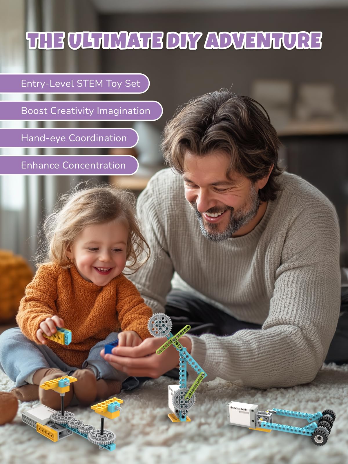 Veecafiodi 50-in-1 STEM Building Kit for Kids 6-12 – 107 Pieces, Motorized Models