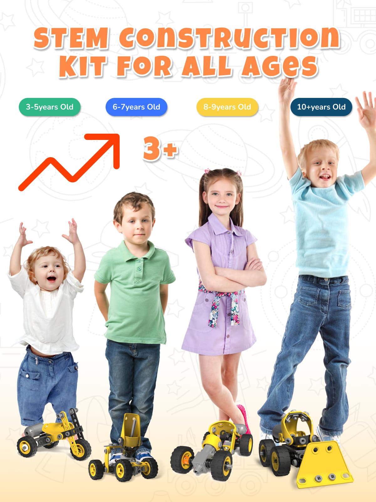 Veecafiodi 10-in-1 STEM Building Toy for Kids 4-8 | Educational Construction Set with 112 Pieces