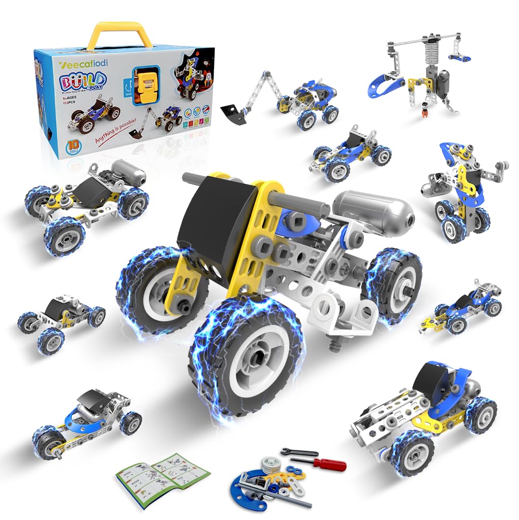 Veecafiodi 10-in-1 STEM Building Toy for Kids 4-8 | Educational Racing & Construction Kit