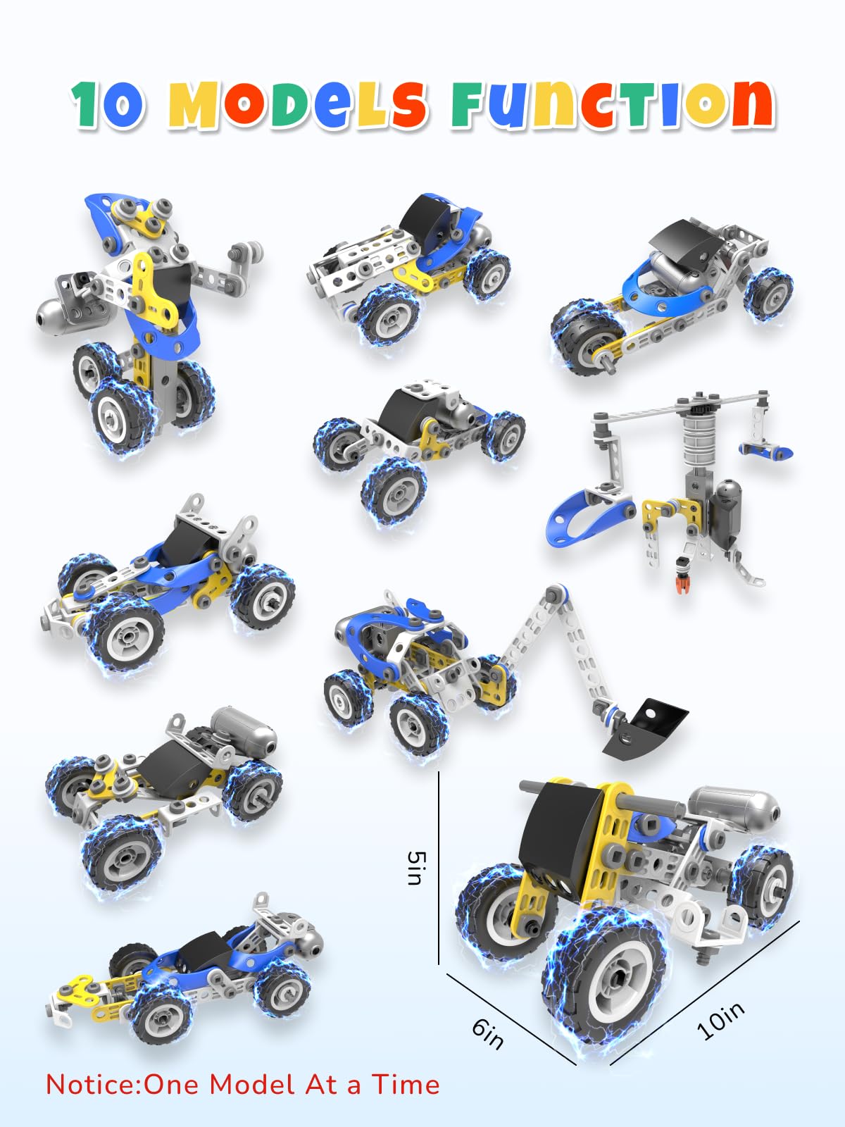Veecafiodi 10-in-1 STEM Building Toy for Kids 4-8 | Educational Racing & Construction Kit