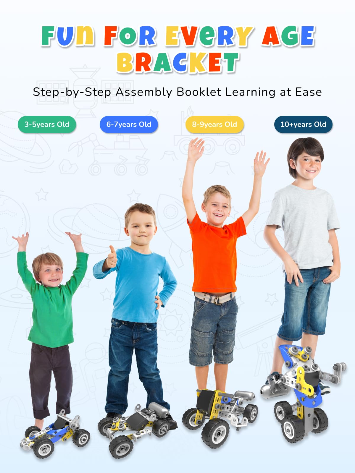 Veecafiodi 10-in-1 STEM Building Toy for Kids 4-8 | Educational Racing & Construction Kit