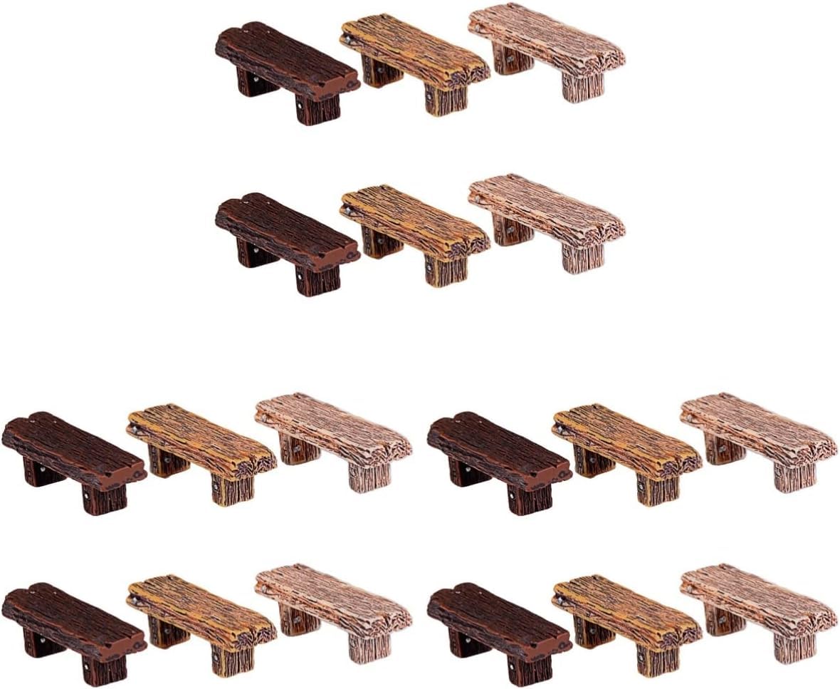 Veemoon 18Pcs Miniature Resin Bench Garden Accessories for Dollhouse, Terrarium, and Fairy Garden