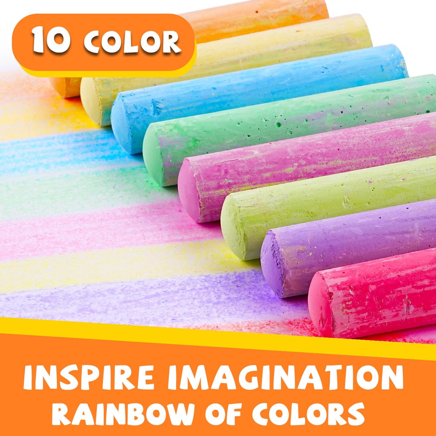 VEESA Sidewalk Chalk 52-Piece Set — 10 Washable, Non-Toxic Colors for Outdoor Art