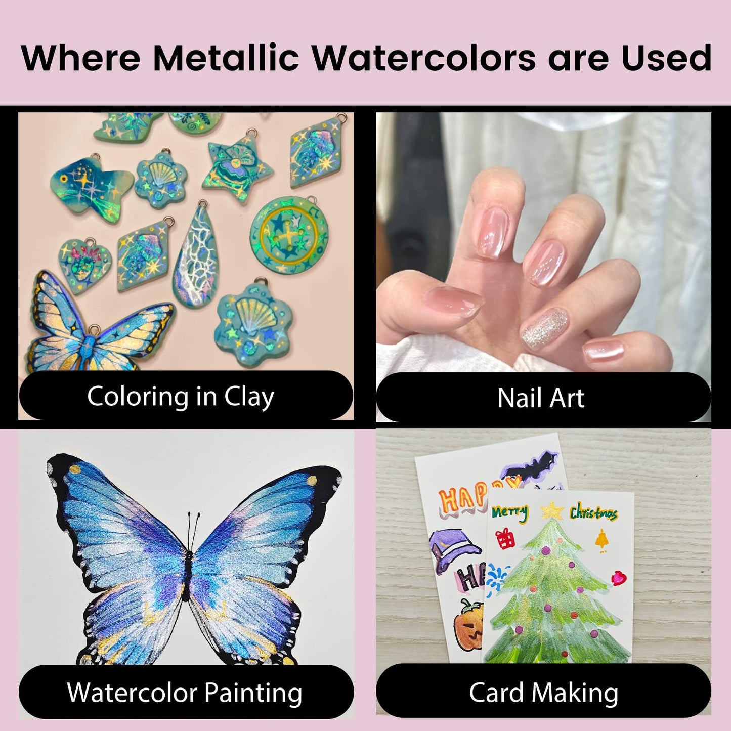 VEESA Metallic Watercolor Paint Set – 18 Pigment‑Rich Pans + 2 Waterbrushes