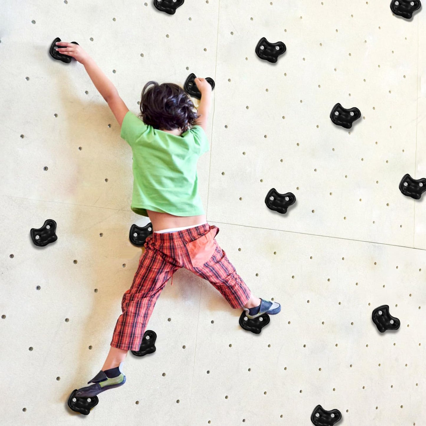 Veimia 10PCS Black Rock Climbing Holds – Extra Large Kids Wall Climbing Set with Mounting Hardware