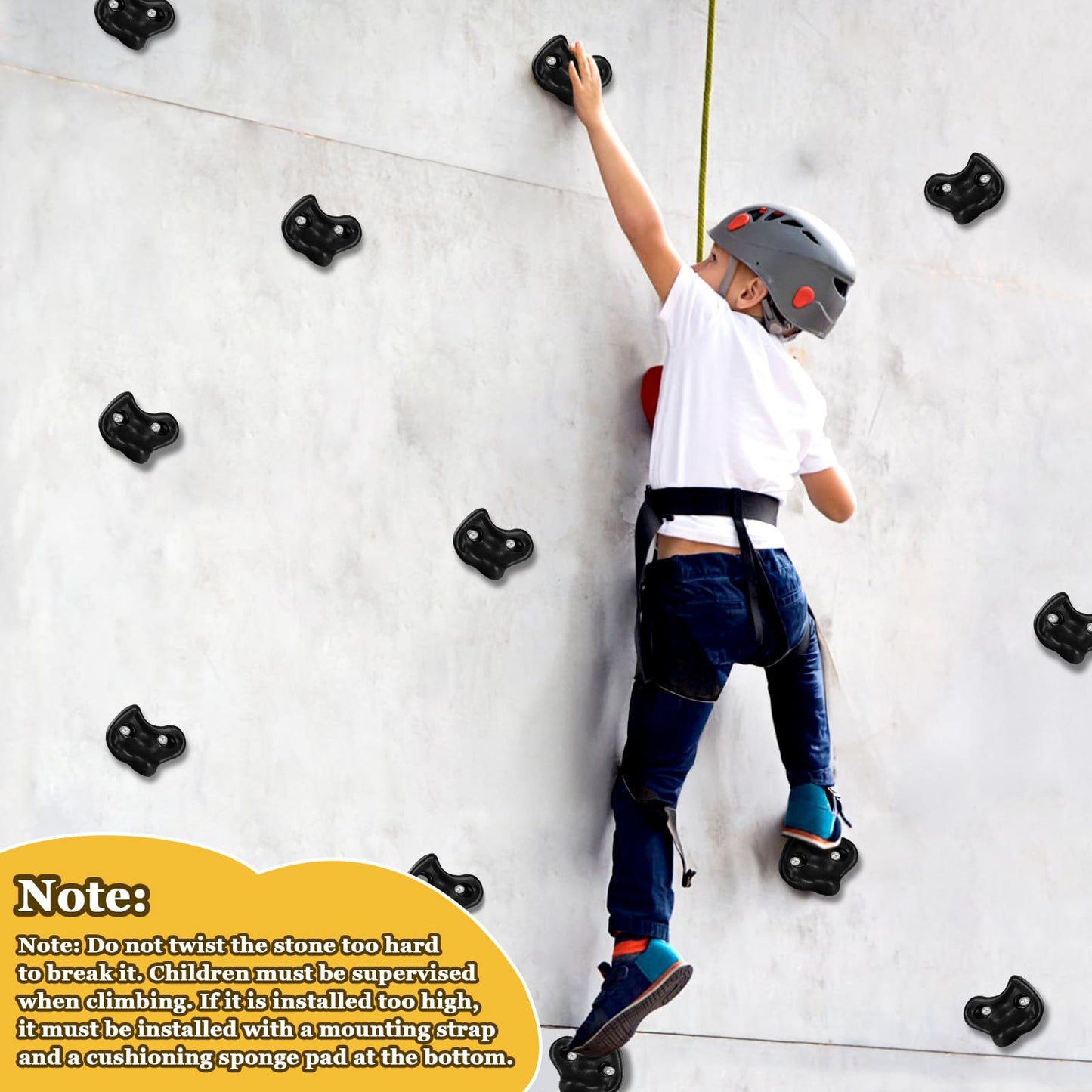 Veimia 10PCS Black Rock Climbing Holds – Extra Large Kids Wall Climbing Set with Mounting Hardware