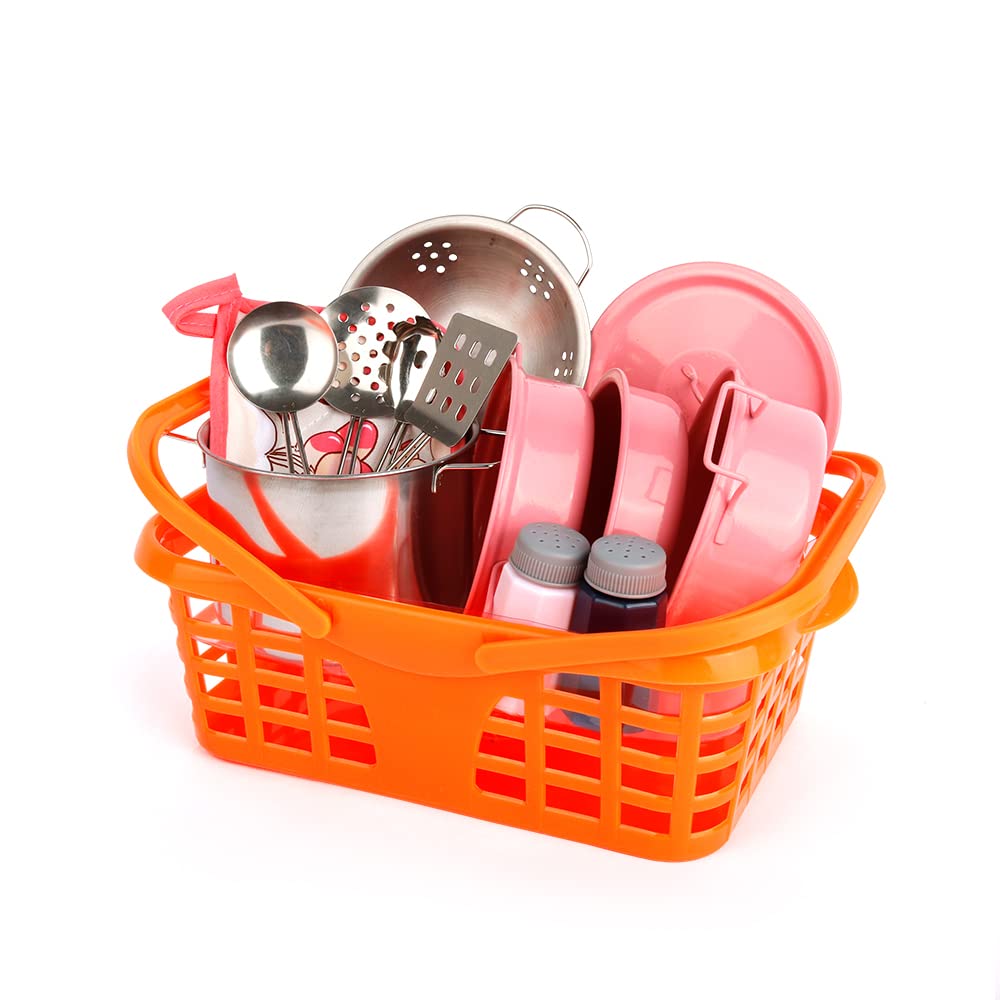 Veitch fairytales Kids Play Kitchen Accessories Set – 14-Piece Pink Cooking Playset