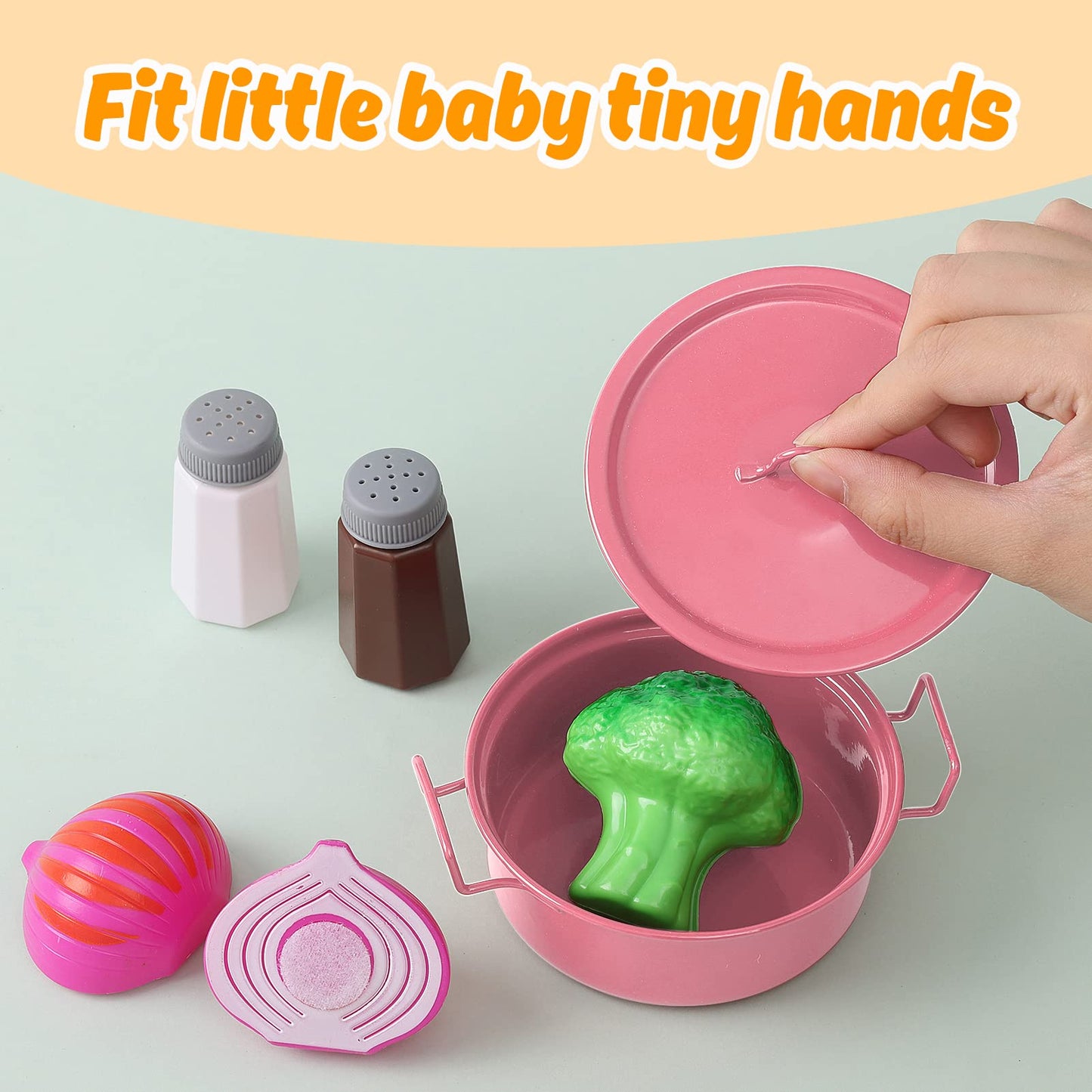 Veitch fairytales Kids Play Kitchen Accessories Set – 14-Piece Pink Cooking Playset
