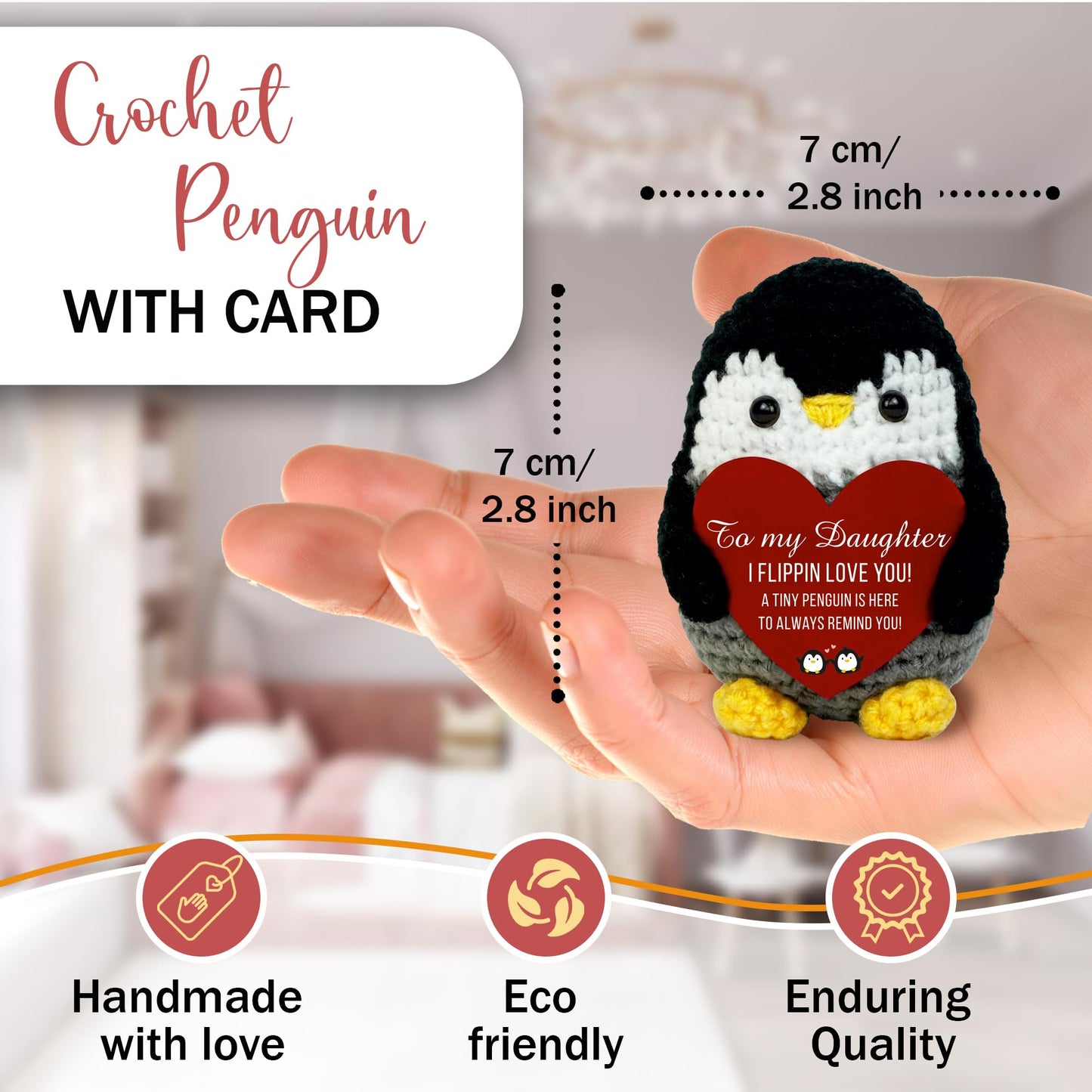 VELENTI Crochet Penguin Gift for Daughter — I Flippin Love You
