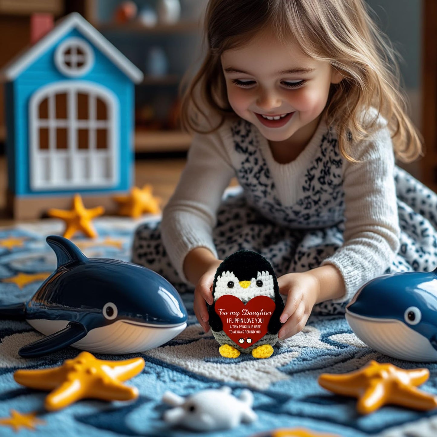 VELENTI Crochet Penguin Gift for Daughter — I Flippin Love You
