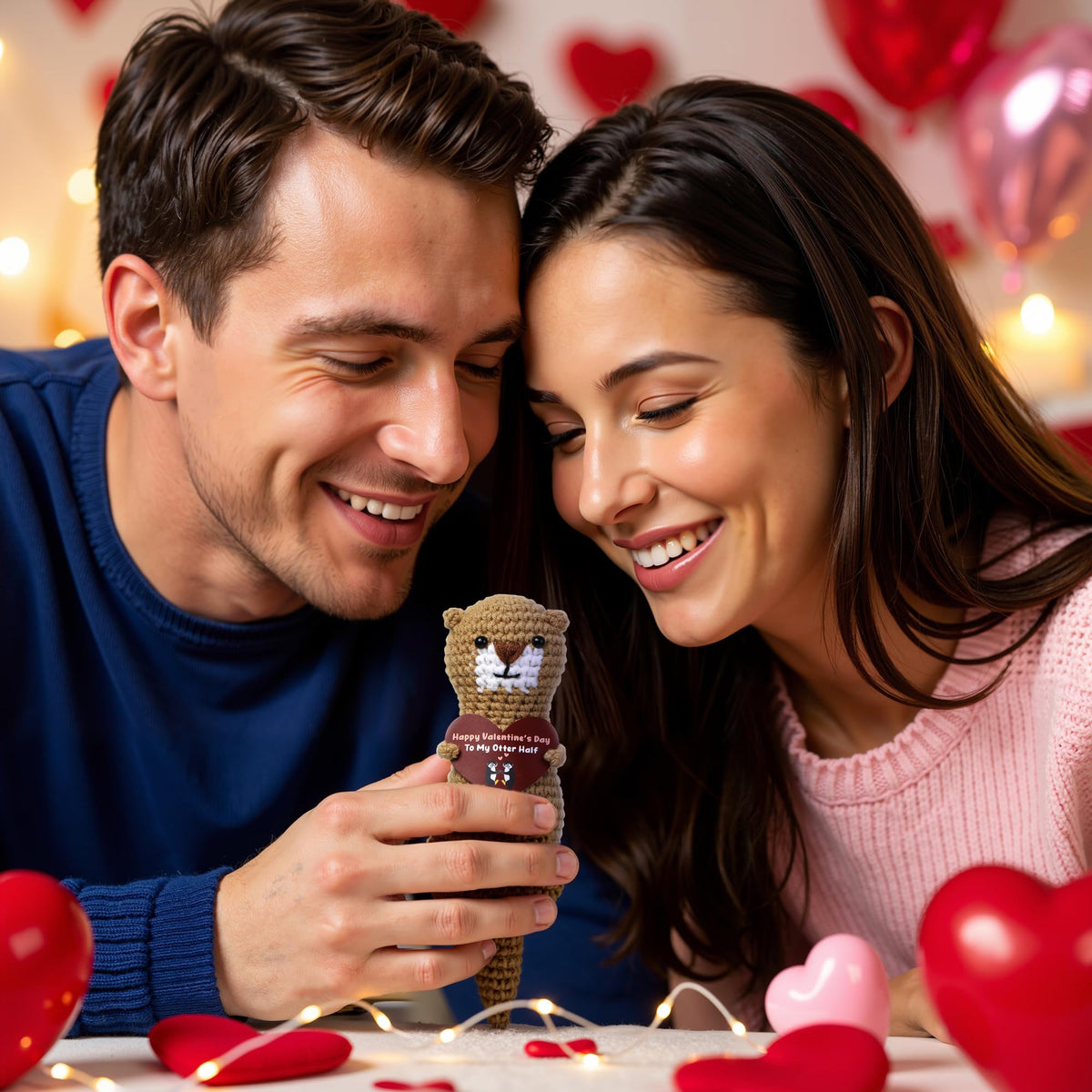 VELENTI Cute Crochet Otter Valentine’s Gift – Handmade Heart Keepsake