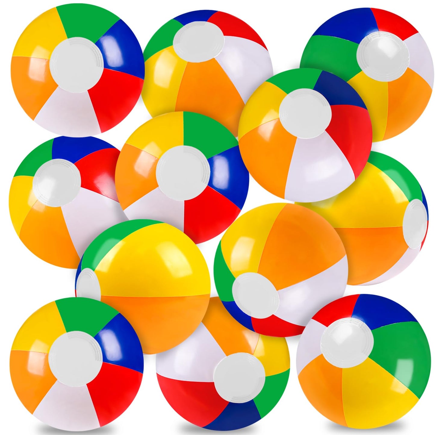 Vellibring 12 Pack 12" Rainbow Beach Balls – Bulk Pool Toys for Summer Fun