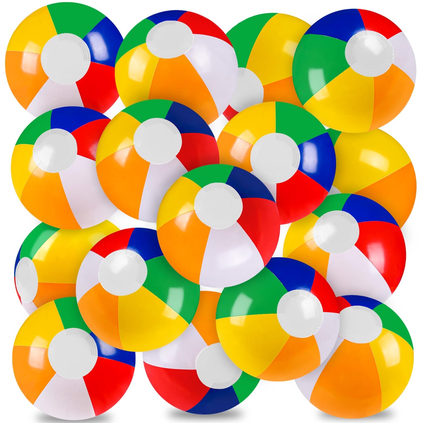 Vellibring 16 Pack 12-Inch Summer Inflatable Rainbow Beach Balls for Pool and Beach | Water Games Toys