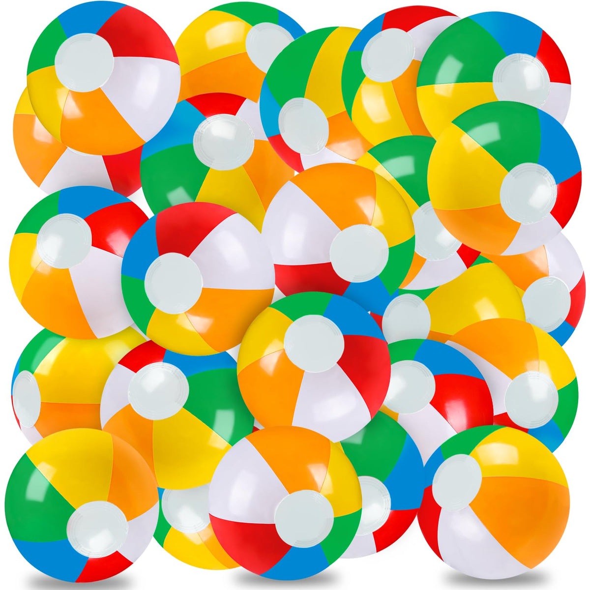 Vellibring 24-Pack 12-Inch Rainbow Beach Balls – Bulk Pool Toys for Summer