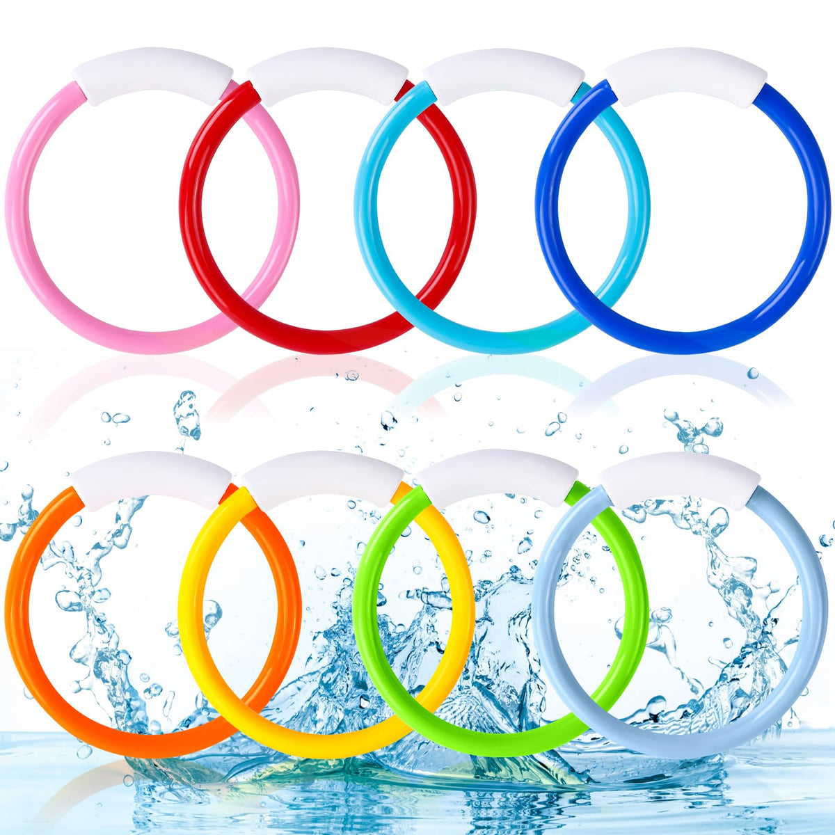 Vellibring 8PCS Pool Diving Rings – Colorful Kids Swim Toys