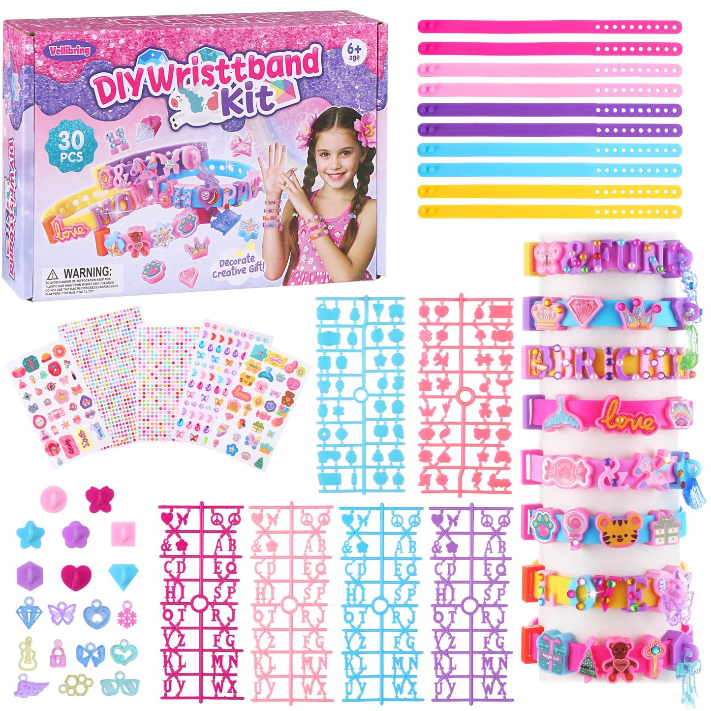 Vellibring Art Craft Making Kit for Kids – DIY Bracelets, Charms & Stickers