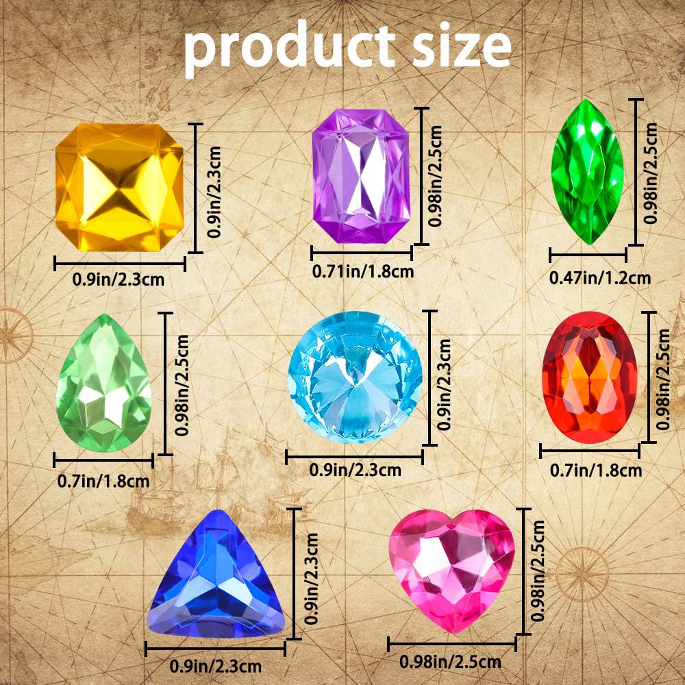 Vellibring Pirate Treasure Gems – 180 Acrylic Bling Jewels With Drawstring Bag