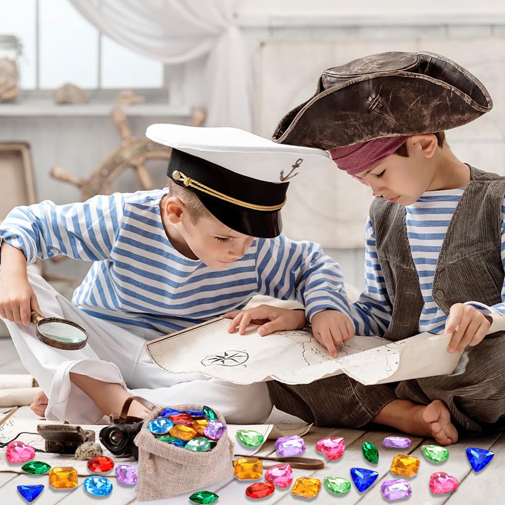 Vellibring Pirate Treasure Gems – 180 Acrylic Bling Jewels With Drawstring Bag