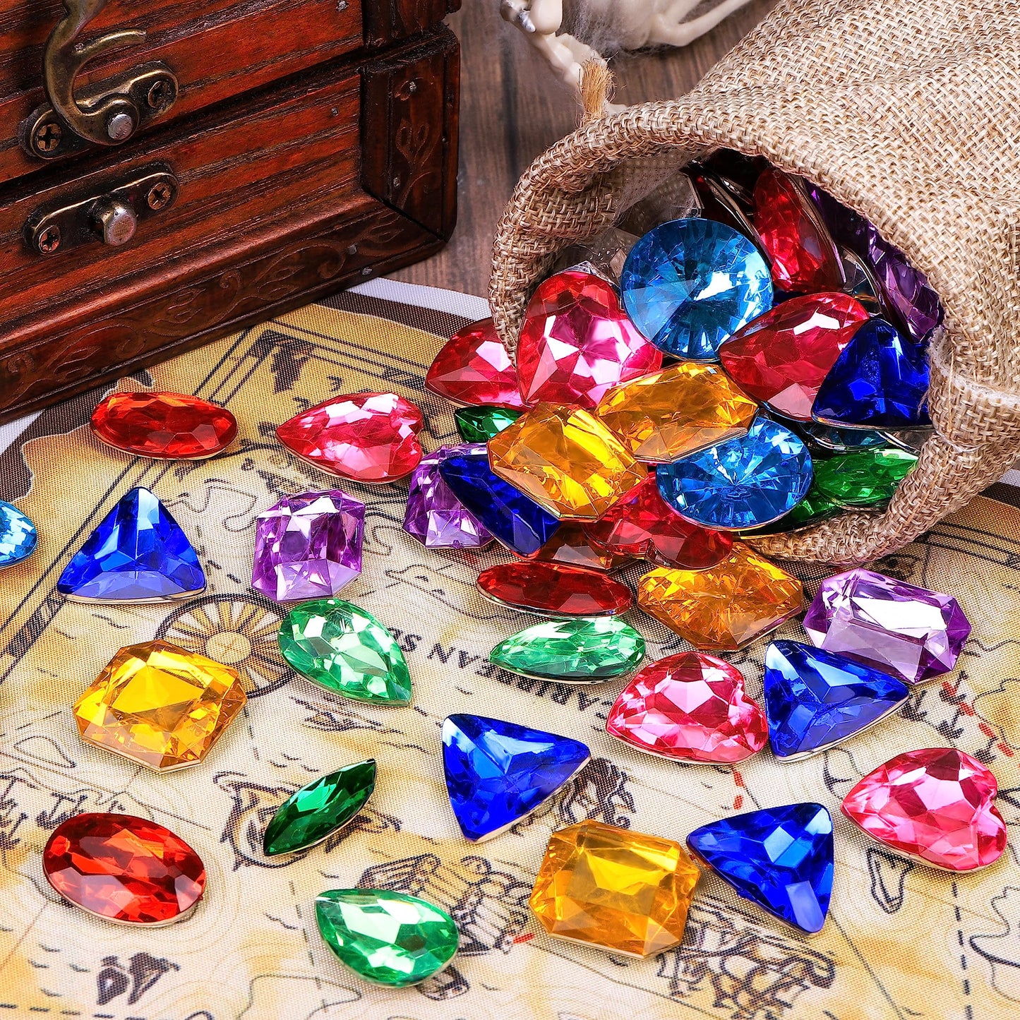 Vellibring Pirate Treasure Gems – 180 Acrylic Bling Jewels With Drawstring Bag