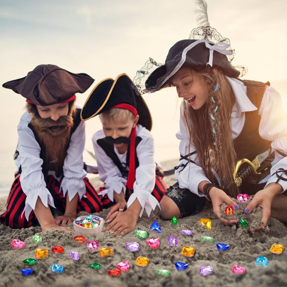 Vellibring Pirate Treasure Gems – 180 Acrylic Bling Jewels With Drawstring Bag