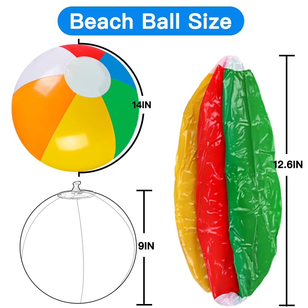 Vellibring 24-Pack 12-Inch Rainbow Beach Balls – Bulk Pool Toys for Summer