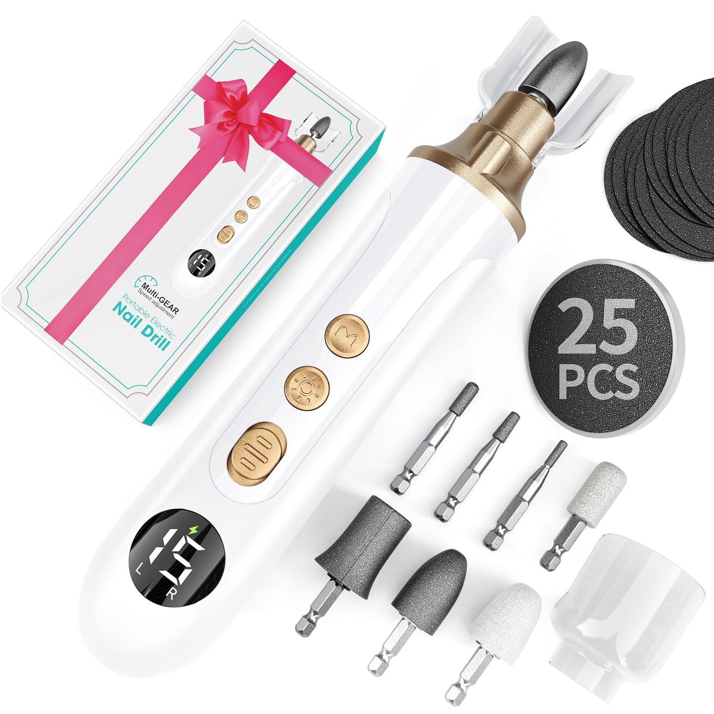 Velnail Cordless Nail Drill Kit – 15-Speed Brushless Electric Nail File for Manicure & Pedicure