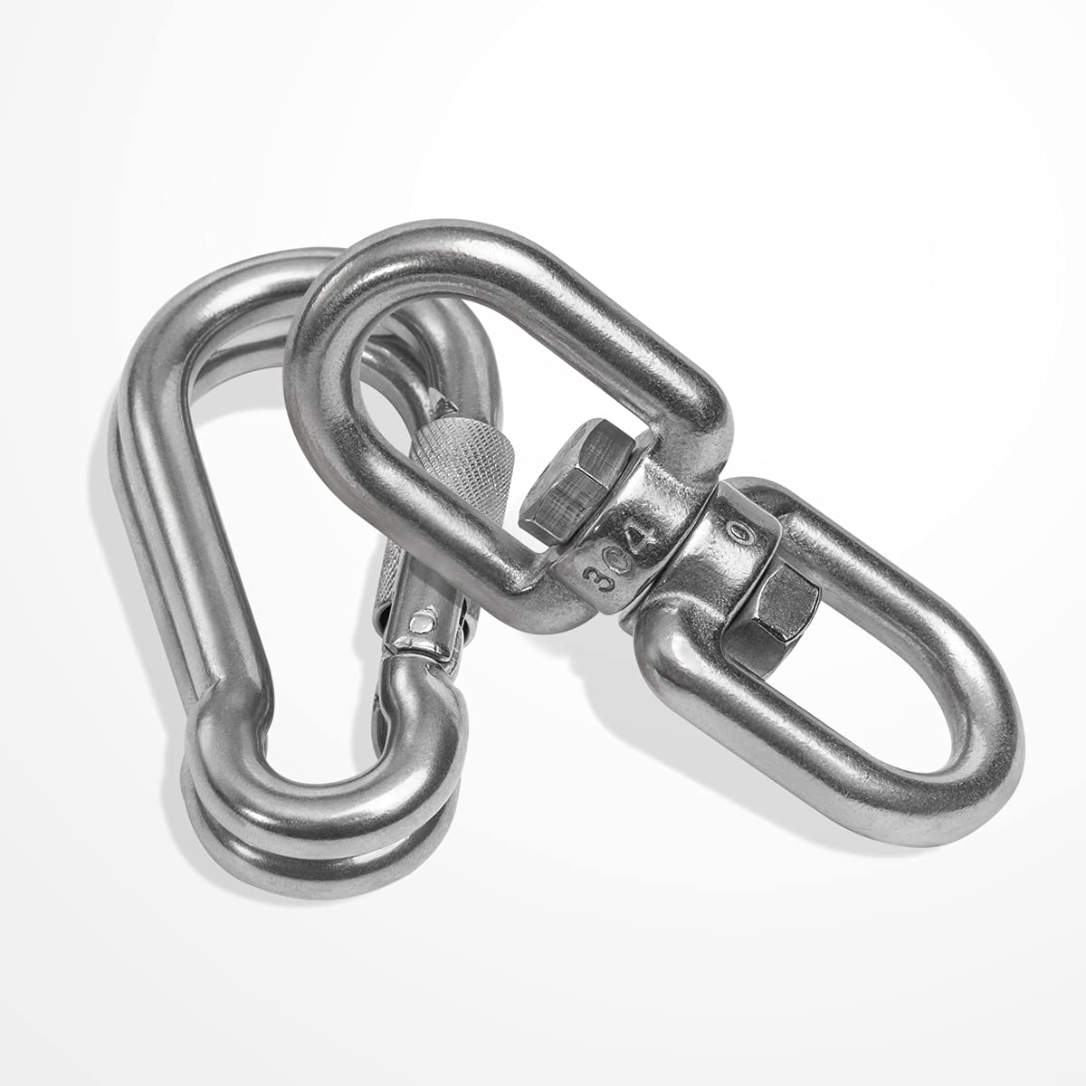 Velomill 2+1 Heavy Duty 304 Stainless Steel Swivel Ring with SUS304 Snap Hooks – 360° Rotation (M8)