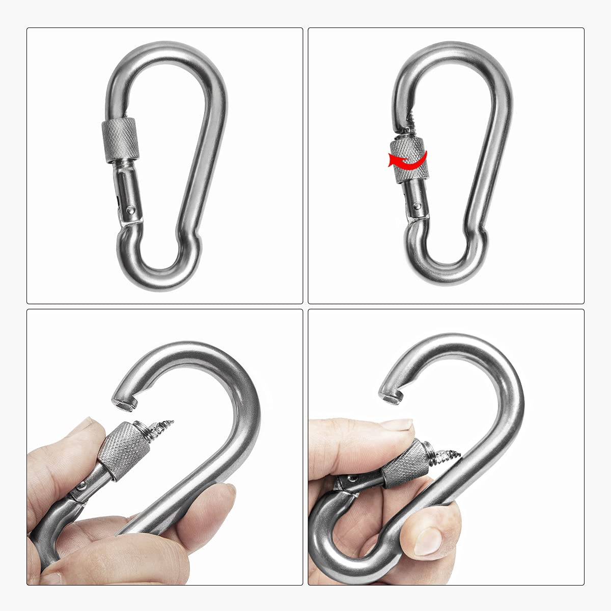 Velomill 2+1 Heavy Duty 304 Stainless Steel Swivel Ring with SUS304 Snap Hooks – Double Ended Eye Hook for Tree Swings, Hammocks, and More (M6)