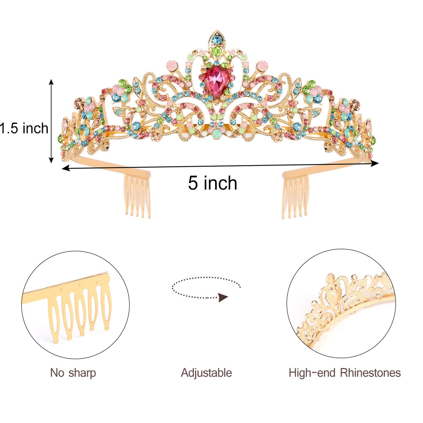 VELSCRUN Birthday Crown, Sash & Tiara – Princess Headband for Girls