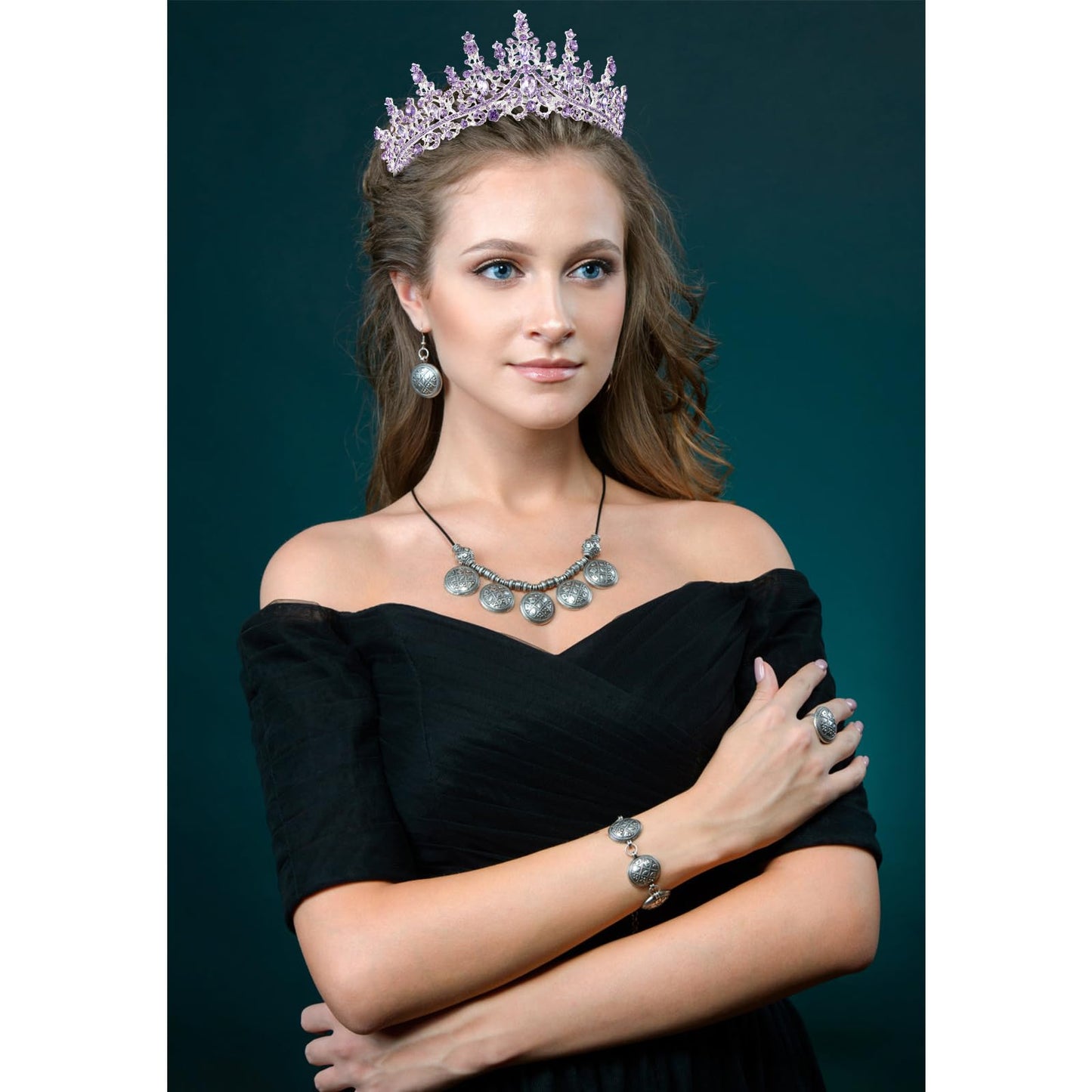VELSCRUN Purple Crystal Birthday Tiara Crown – It's My Birthday Sash for Women & Girls