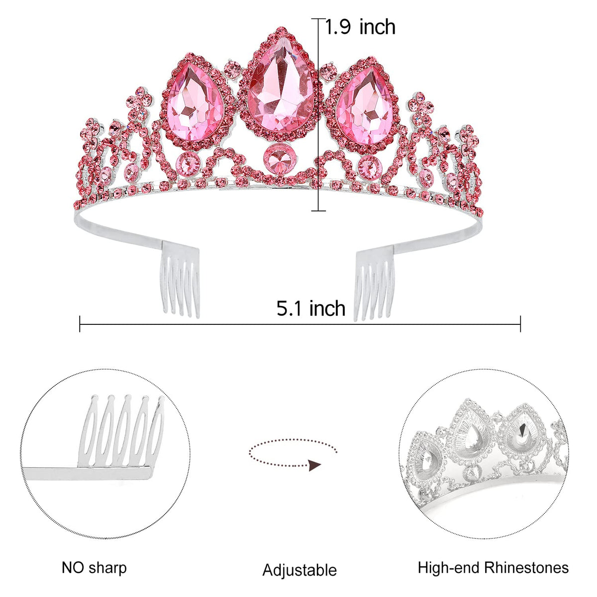 VELSCRUN Princess Tiara for Girls – Lightweight Rhinestone Crown for Parties & Dress-Up