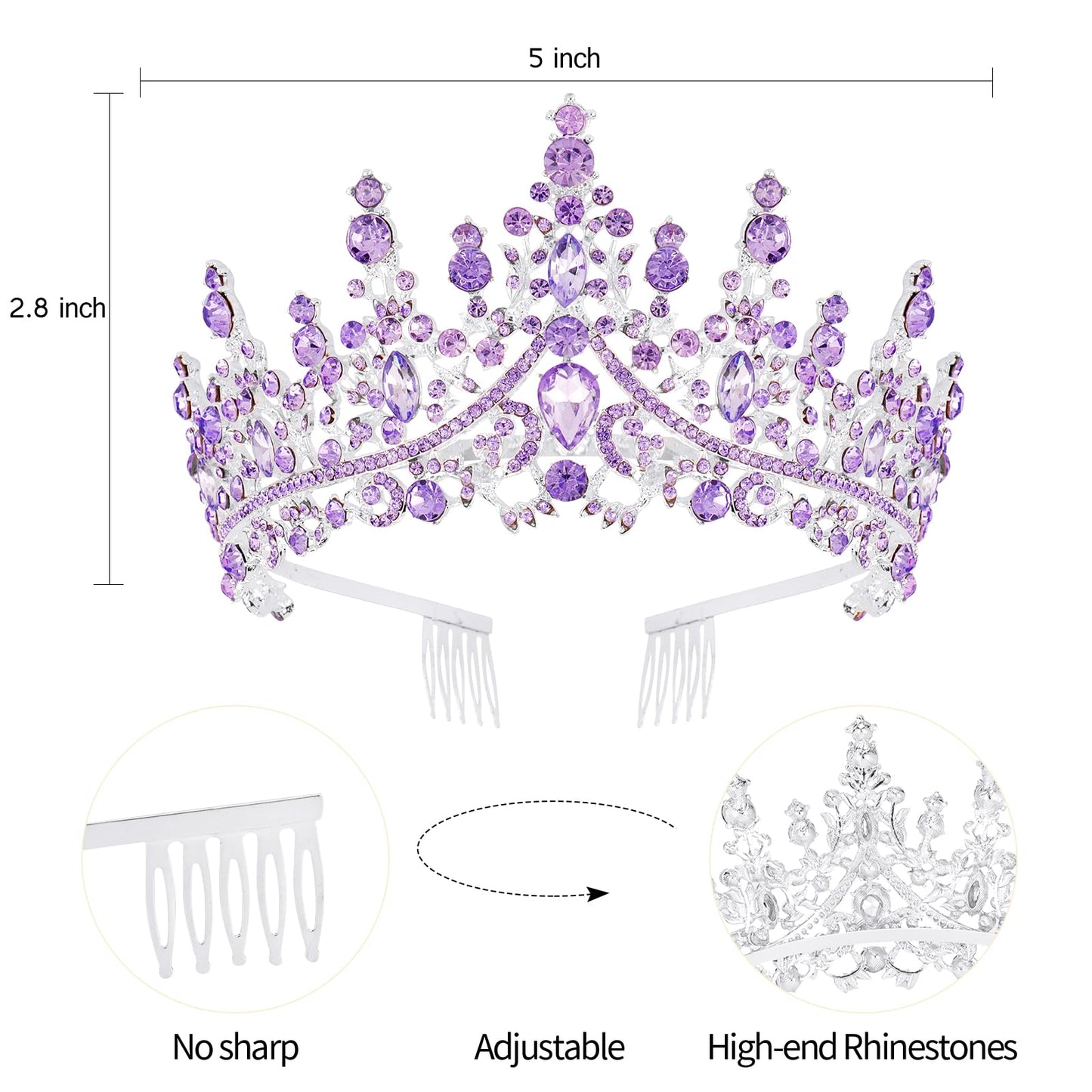 VELSCRUN Purple Crystal Birthday Tiara Crown – It's My Birthday Sash for Women & Girls