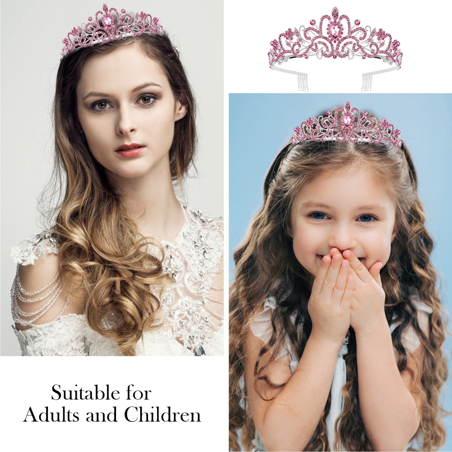 VELSCRUN Princess Birthday Tiara – Rhinestone Crown with Flowers for Girls & Women