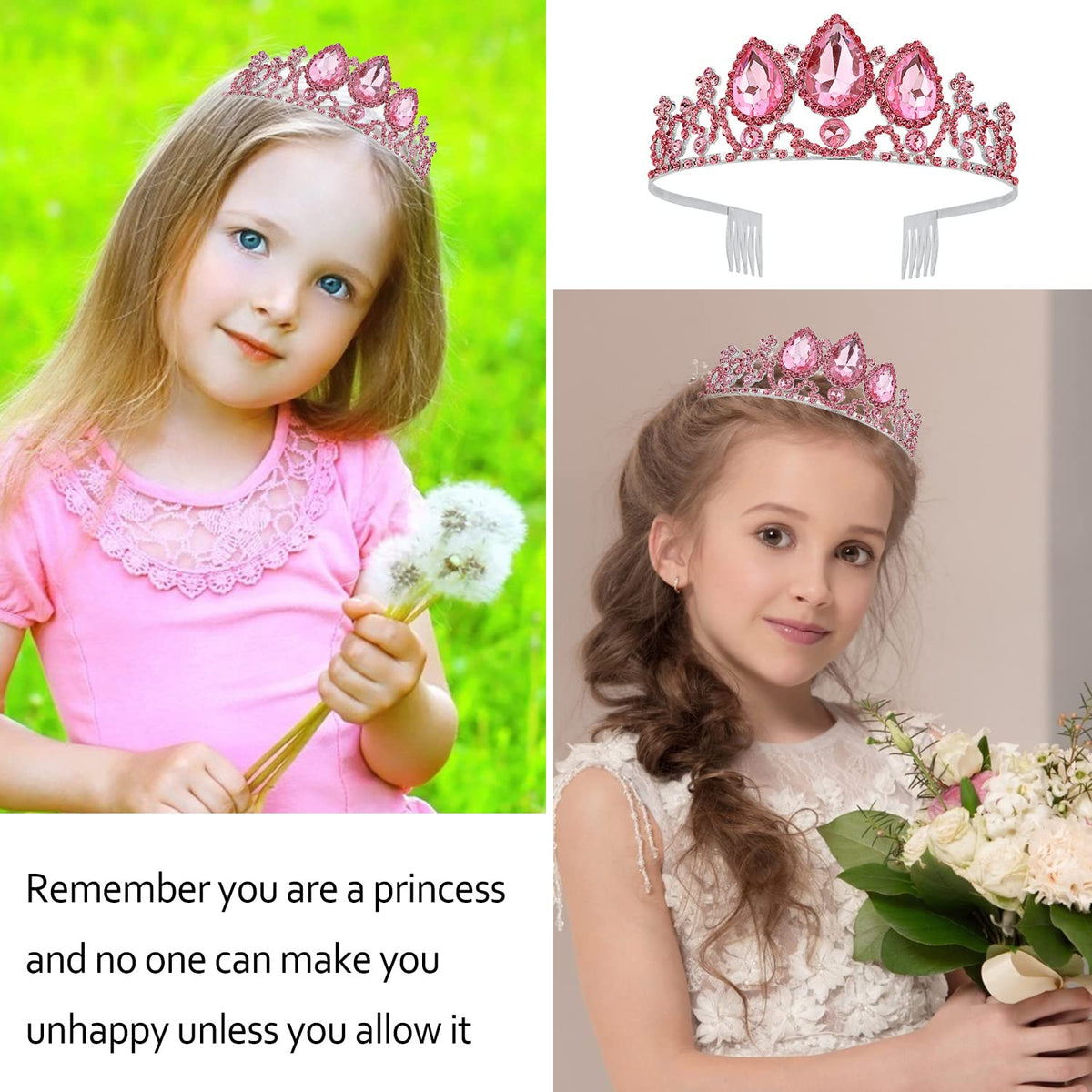 VELSCRUN Princess Tiara for Girls – Lightweight Rhinestone Crown for Parties & Dress-Up